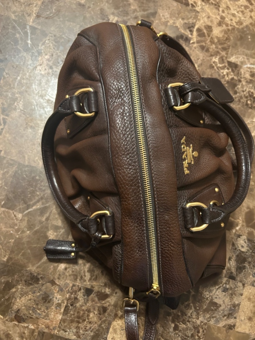 Prada Cervo Antik Leather Bowler Bag - Picture 13 of 16